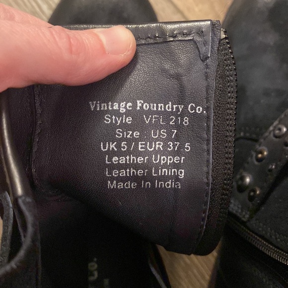 EUC Vintage Foundry Co. Black Leather Moto Boots Size 7 - Picture 9 of 11